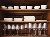 Inside the china cabinet: bowls, plates and glasses